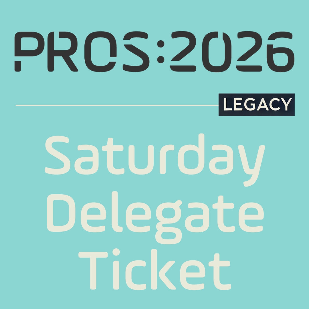 Delegate ticket for PROS 2026 Legacy event on a teal background
