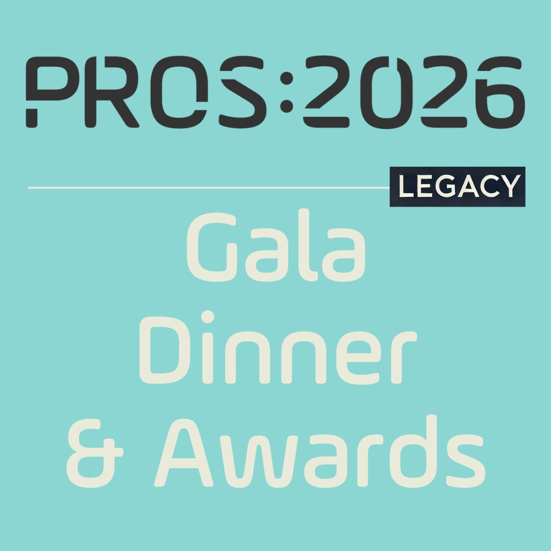 PROS 2026 Gala Dinner ticket featuring elegant event branding for Blackpool Wintergardens awards ceremony